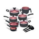 Jogo de Panelas Kit 9 Pçs Antiaderente Tampa Vidro Teflon