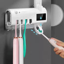 Suporte Dispenser/Aplicador Pasta de Dente Escova Automático Com Esterilizador e Porta Escova