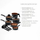 Jogo de Panelas Kit 9 Pçs Antiaderente Tampa Vidro Teflon