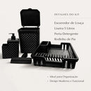 Kit Cozinha Completa: Escorredor de Louça + Lixeira 5L + Porta Detergente + Rodinho de Pia