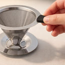 Filtro Coador De Café Inox 103 Com Pegador em Silicone - Peneira de Aço Reutilizável
