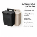 Lixeira de Cozinha Multiuso Suspensa 9 Litros Com Tampa e Suporte De Adesivos+Alça De Pendurar