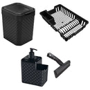 Kit Cozinha Completa: Escorredor de Louça + Lixeira 5L + Porta Detergente + Rodinho de Pia
